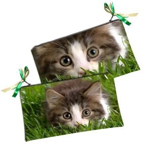 Косметичка жіноча Котенок прячиться в траве 20х12 см (K_KC048)