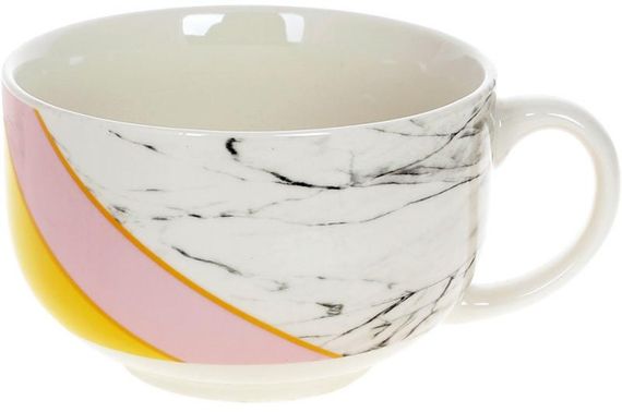 Кружка Marble Pink-Yellow фарфор 500мл
