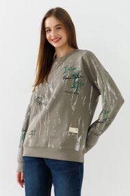 Cвітшот з візерунком жіночий On me Q05 L Хакі shop (2000990900333)