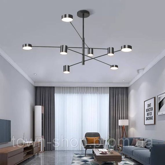 Люстра потолочная LED DE31/8-bk-k Черный 40-90х102х102 см. | Зображення 8