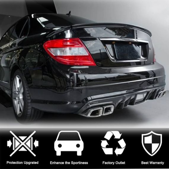 Диффузор заднего бампера V4 (для AMG SD 2008-2011, Карбон) для Mercedes C-class W204 | Зображення 1
