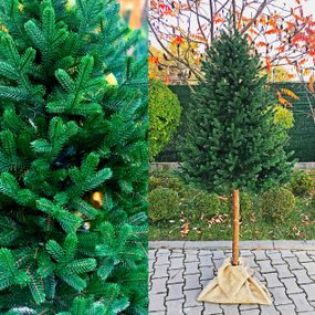 Искусственная литая ёлка Traditional зелёная 220 см с натуральным деревянным стволом