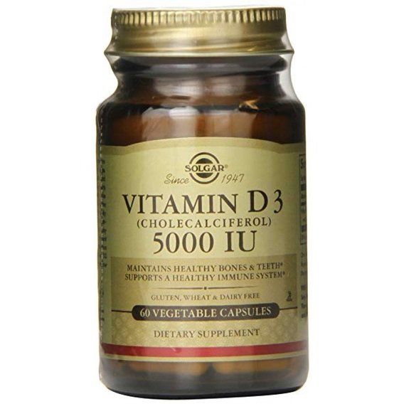 Витамин D Solgar Vitamin D3 (Cholecalciferol) 5000 IU 60 Veg Caps SOL-03312