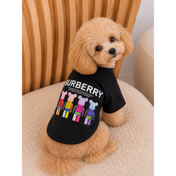 Брендовая футболка для собак Burberry с принтом больших Bearbric, черная