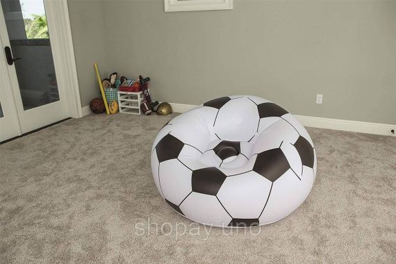 Надувное кресло-пуф Inflatable Sofa / Надувное кресло-мешок 110×110×85 см Черно-белый | Зображення 3