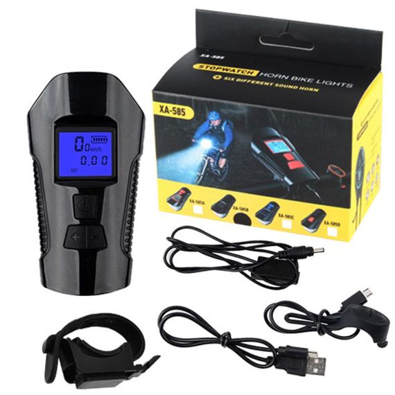 Велофара с компьютером и сигналом Waterproof XA-585-T6+2LED с выносной кнопкой, Фара велофара | Зображення 1