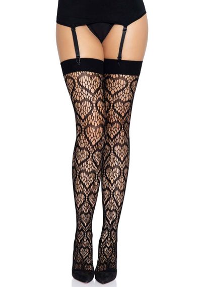 Ажурні панчохи із сердечками Leg Avenue Heart Black, one size Sex Aura