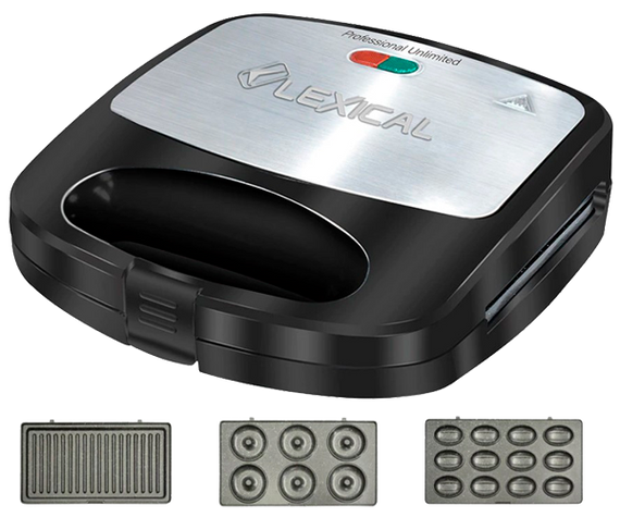 Электрический гриль-мультимейкер 3в1 сэндвичи/орешки/пончики Lexical LWM-2532 серебристо-черный 800W (LWM-2532_883) | Зображення 4