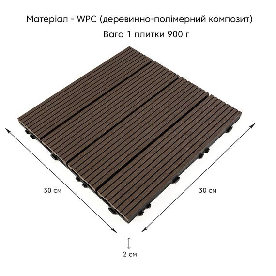 Композитна плитка WPC венге 30*30CM*2СM (D) SW-00001709 | Зображення 3