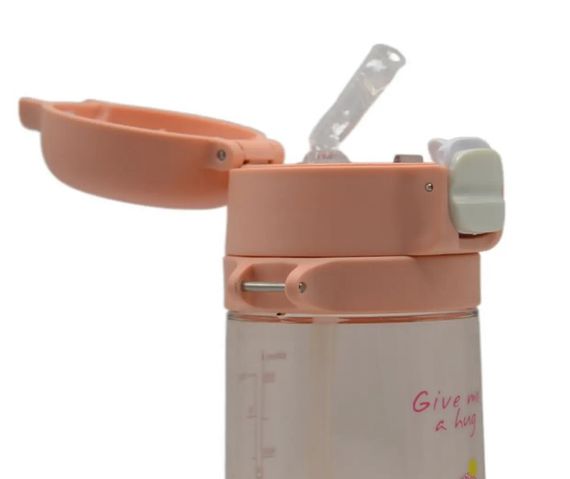 Пляшка для води Casno 690 мл KXN-1219 Рожева (Свинка) з соломинкою (KXN-1219_Pink) | Зображення 2