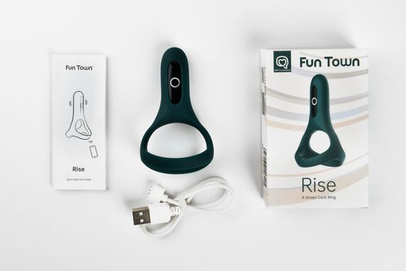 Двойное эрекционное кольцо Fun Town Rise Turquoise, управление со смартфона | Зображення 3