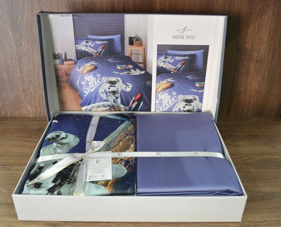 Постельное белье First Choice 3D Satin 160×220 Space | Зображення 3