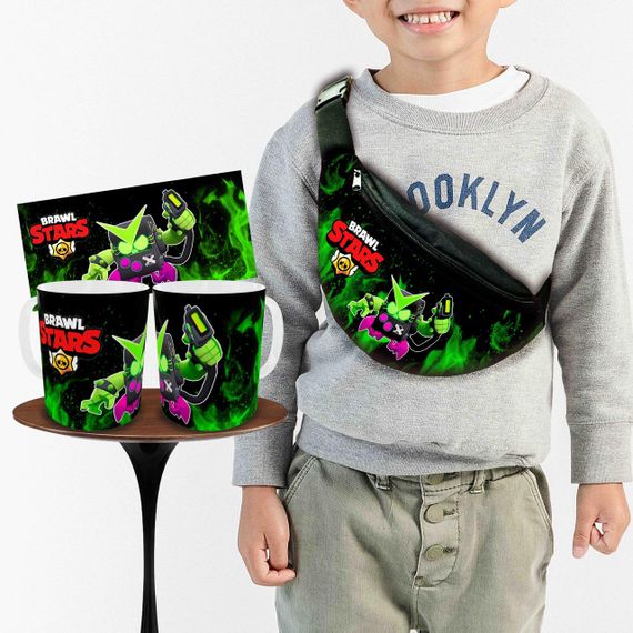 Набір: дитяча сумка-бананка+кружка Блавл Старс 32х15см, бананка для хлопчика через плече на подарунок (00890)