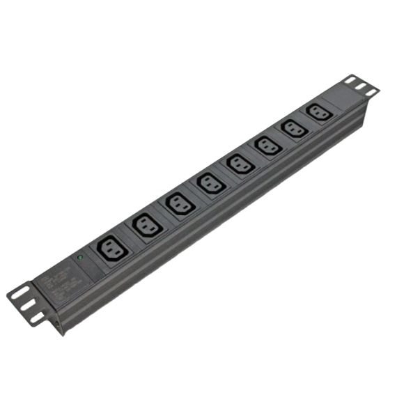 Kingda KD-IEC1008WKPB19A-C14 Блок 19" на 8 роз. С13, 10А, з індикат., без шнура, чорний, 1U, Kingda - Серверні аксесуари