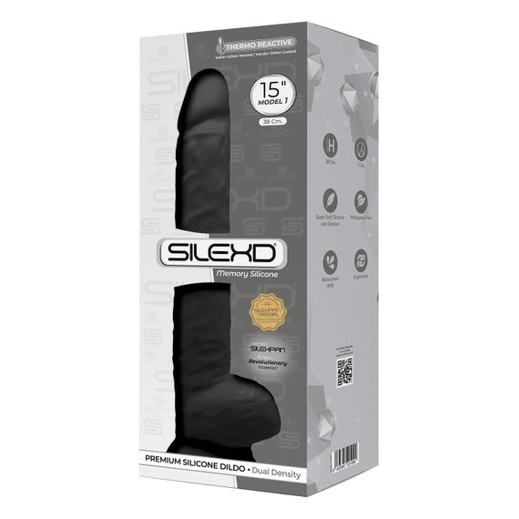 Фалоімітатор SilexD Kingston Black (MODEL 15in), двошаровий, силікон+Silexpan, діаметр 7 см | Зображення 2