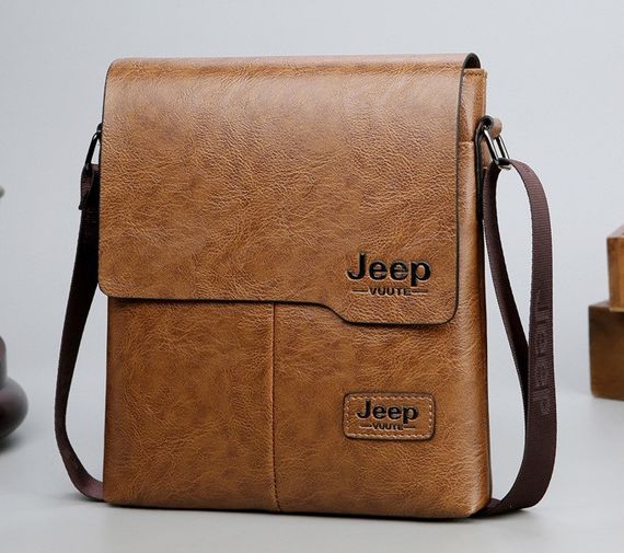 Сумка чоловіча через плече планшет Світло-коричнева Jeep (225СК) | Зображення 1