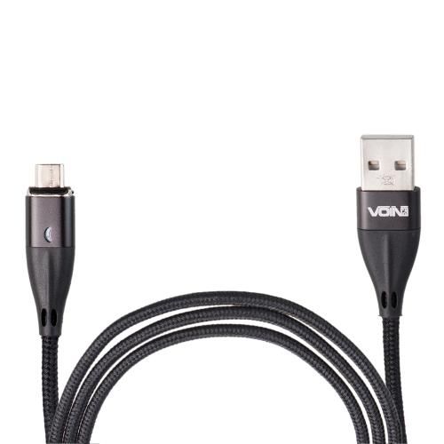Кабель магнітний VOIN USB - Micro USB 3А, 1m, black (швидка зарядка / передача даних) | Зображення 4