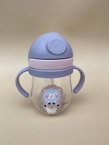 Поїльник непроливайка з трубочкою і грузиком вівця рожевого кольору 250мл