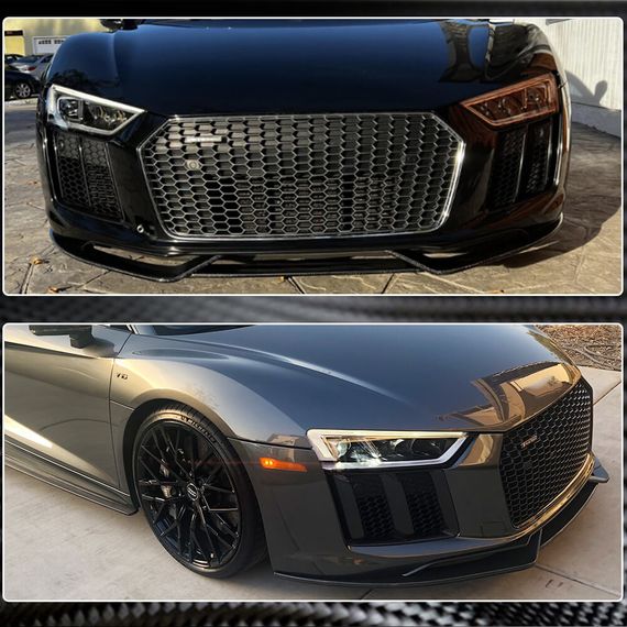 Накладка на передний бампер Lip V1 (2015-2020, Карбон) для Ауди R8 2015- гг | Зображення 3