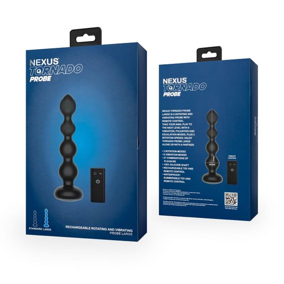 Анальный виброротатор Nexus Tornado Probe Edition Large, диаметр 4,5 см, вибрация + ротация, пульт ДУ sexstyle | Зображення 6