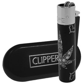 Зажигалка Clipper Металлическая Газовая "Yantra Weed Silver"