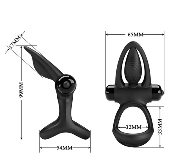 Ерекційне вібро кільце Pretty Love — Vibration Cock Ring, 10 vibration functions Black Sex Aura | Зображення 7