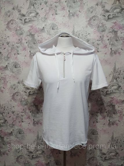 Рубашка — футболка мужская трикотажная белый с капюшоном 70