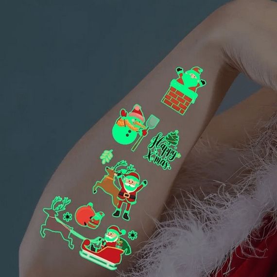 Набор временных тату "Рождество №2" kids-tatto-set10-2-christmass, светящиеся 12 х 7 см | Зображення 2