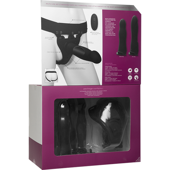 Набір для страпона з вібрацією Doc Johnson Body Extensions - BE Naughty - Black | Зображення 7