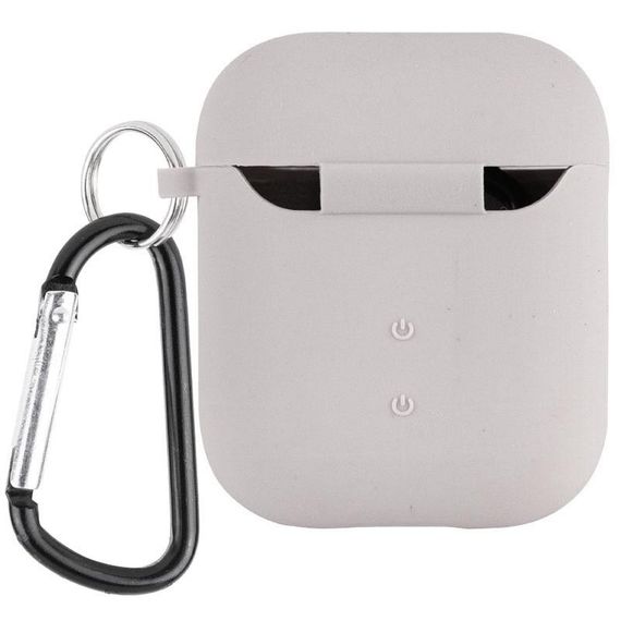 Силиконовый футляр с микрофиброй для наушников Airpods 1/2 Серый / Stone | Зображення 1