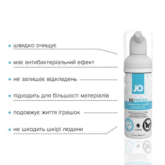 Мягкая пенка для очистки игрушек System JO REFRESH (50 мл) дезинфицирующая, проникает глубоко | Зображення 5