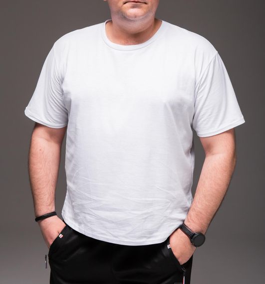 Мужская классическая футболка хлопковая больших размеров RA2242 размер XXL, цвет белый