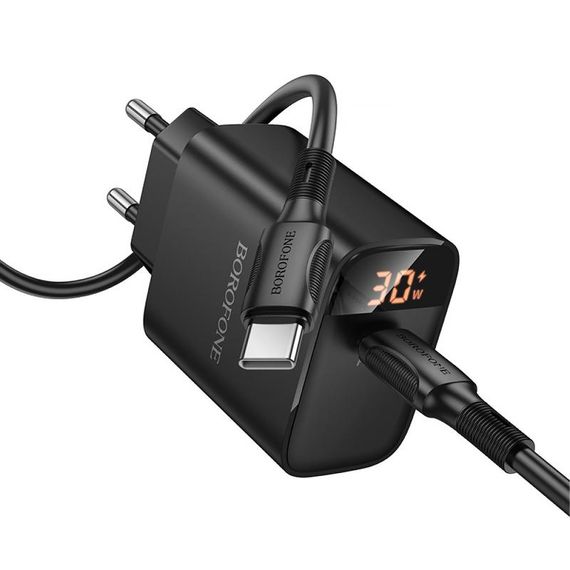 СЗУ Borofone BA97A PD30W (1USB-C) + кабель Type-C to Type-C Black | Зображення 2