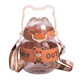 Пляшка для води дитяча з трубочкою 580 мл з ручкою та ремінцем HP-14-37BR