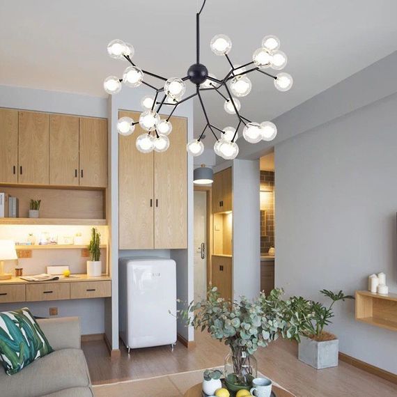 Люстра підвісна на 27 лампочок 26389 Чорний 65-115х80х80 см. | Зображення 1