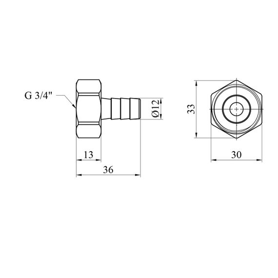 Штуцер LexLine 3/4" РВ, D=12 мм латунный УК0003-3 | Зображення 1