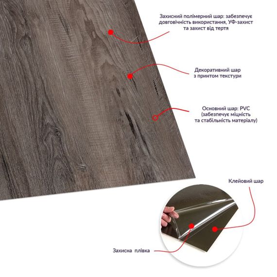 Самоклеюча LVT плитка 610х610х1.5мм SW-00003270 | Зображення 2