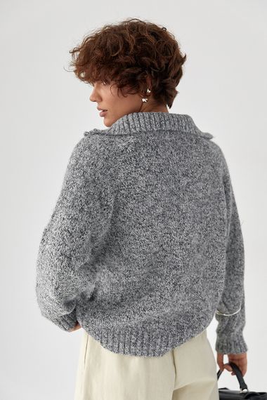 Теплий в'язаний светр - сірий цвет, ONE SIZE (є розміри) | Зображення 1