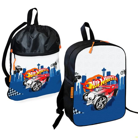 Шкільний рюкзак дитячий Хот Вілс + Сумка для взуття спортивної форми рюкзак-мішок хлопчикові (01879)