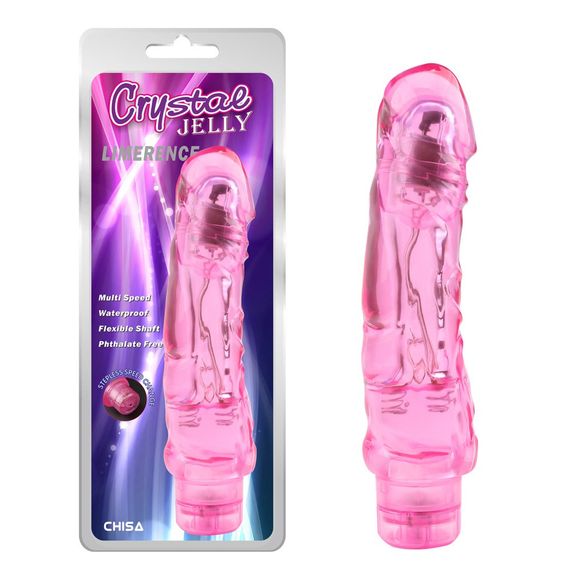 Вібромасажер на батарейках прозорий Chisa Crystal Jelly Limerence, рожевий Sex Aura | Зображення 1