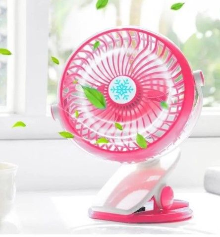 Портативный настольный вентилятор Mini Fan WX 6503 мини охладитель на аккумуляторе с прищепкой 2 скорости 4 Вт Розовый | Зображення 2