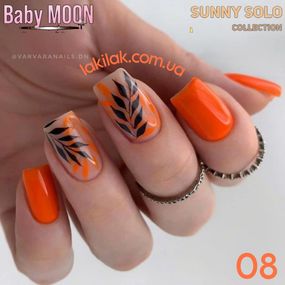 Гель-лак BABY MOON Sunny Solo №08 морквяно-шафрановий, 6 мл