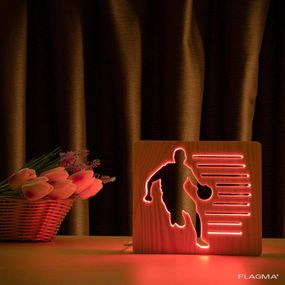 Светильник ночник ArtEco Light из дерева LED "Баскетболист с мячем" с пультом и...