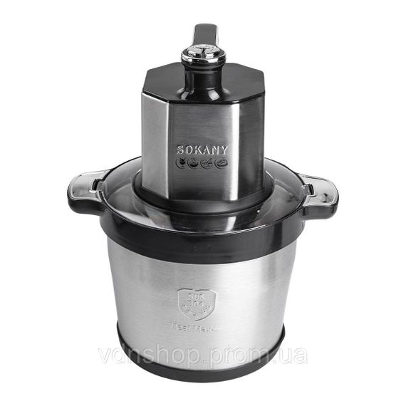 Чопер подрібнювач 800 Вт з чашею на 4,5 літрів 6 лез м'ясорубка Sokany SK-06033 | Зображення 1