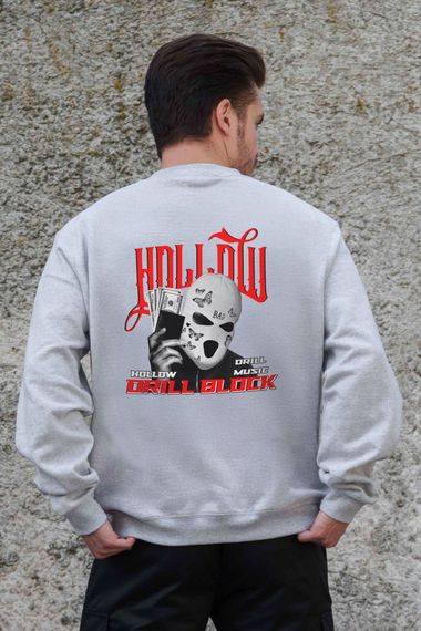 Утеплений оверсайз світшот на флісі з принтом Without Hollow Gray
