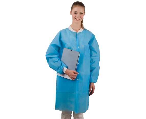 Лабораторні халати Dochem, з манжетами, сині, 40 г/м2, розмір M (10 шт.)