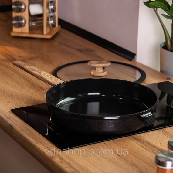 Алюминиевая сковорода с керамическим антипригарным покрытием 1.8 л Ø 24 см черная MGC HP-4-457B | Зображення 6