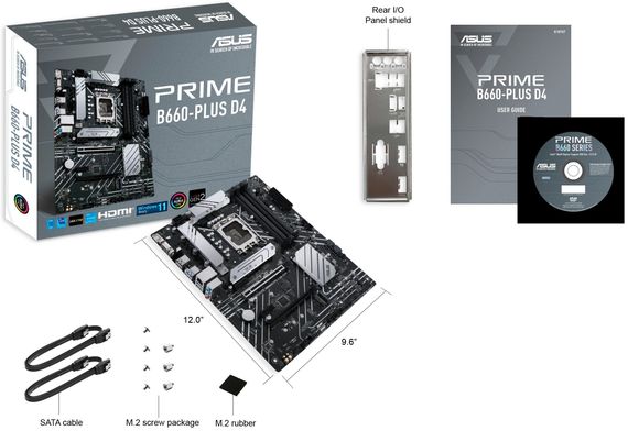 Материнcька плата ASUS  PRIME B660-PLUS D4 s1700 B660 4xDDR4 M.2 HDMI DP D-Sub ATX (90MB18X0-M1EAY0) | Зображення 1