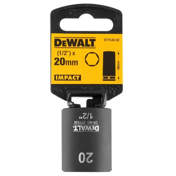 Головка торцевая ударная короткая 20мм IMPACT DeWALT DT7538 | Зображення 1