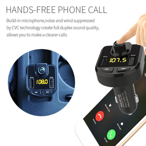 Автомобильный FM ФМ модулятор Terra ВТ36, Bluetooth, трансмиттер, вольтметр, USB зарядка 4.1 А | Зображення 2